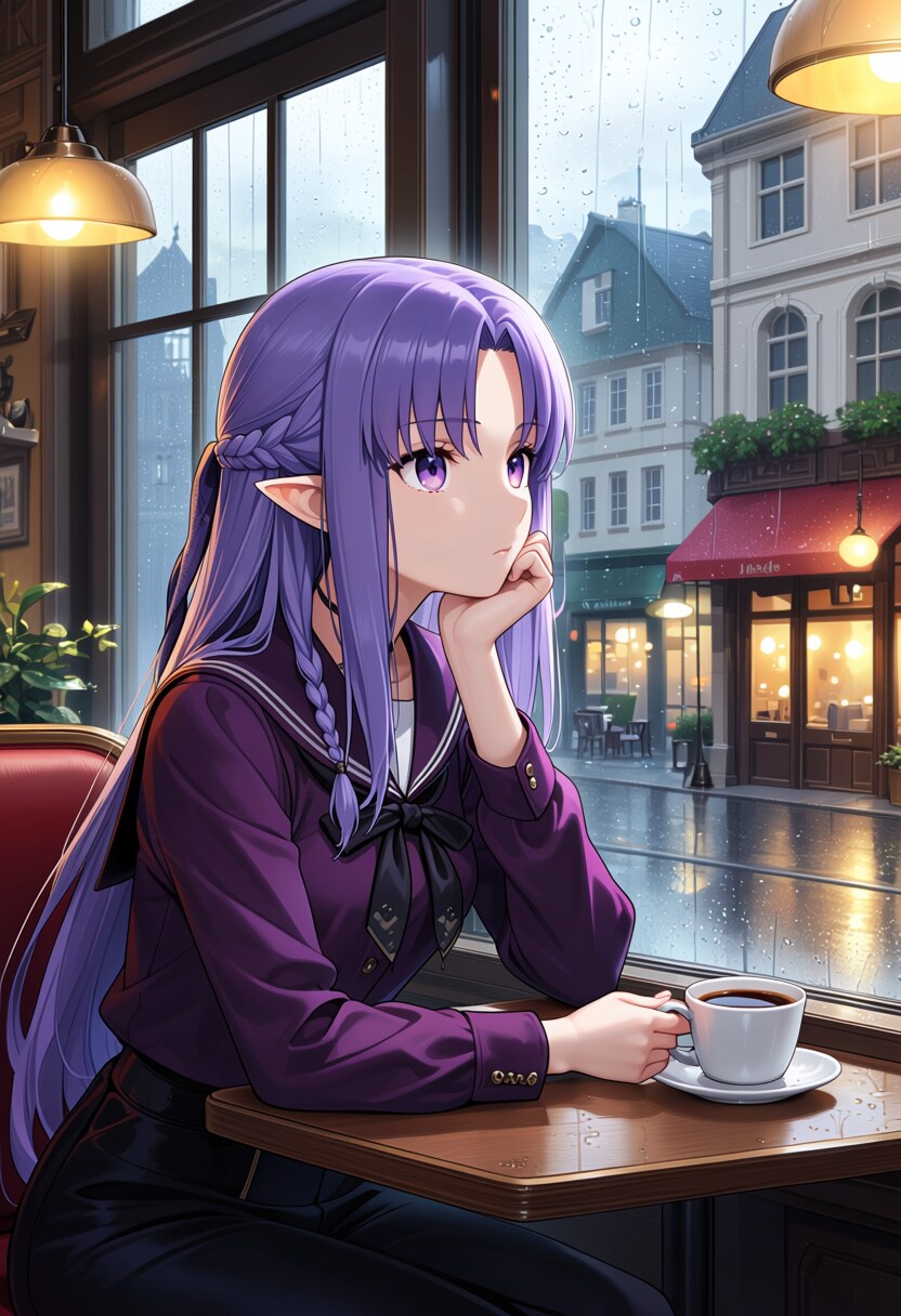 雨宿りのティータイム | の人気AIイラスト・グラビア