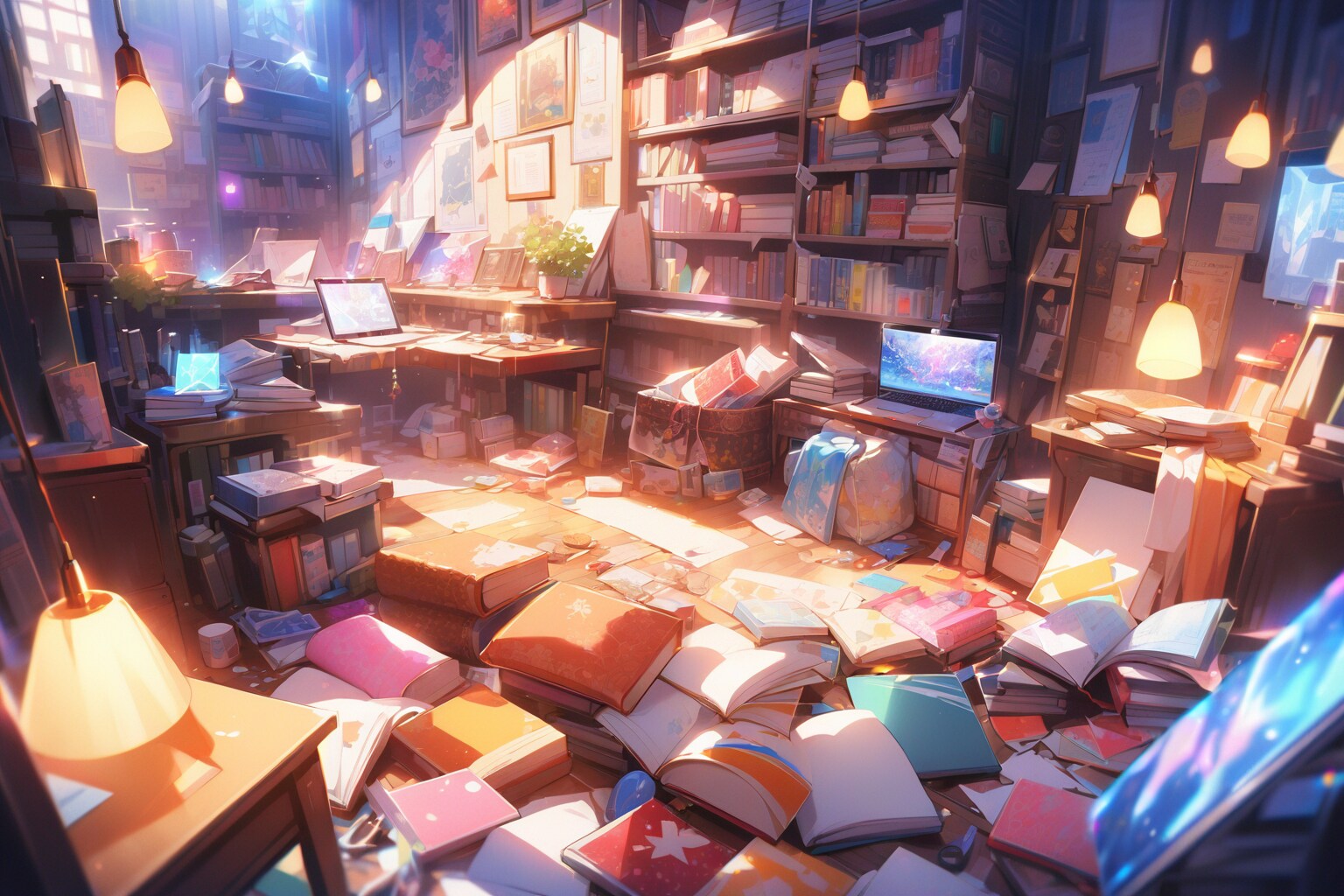 ものぐさ魔道司書のごちゃごちゃな図書館兼自分の部屋 | の人気AIイラスト・グラビア