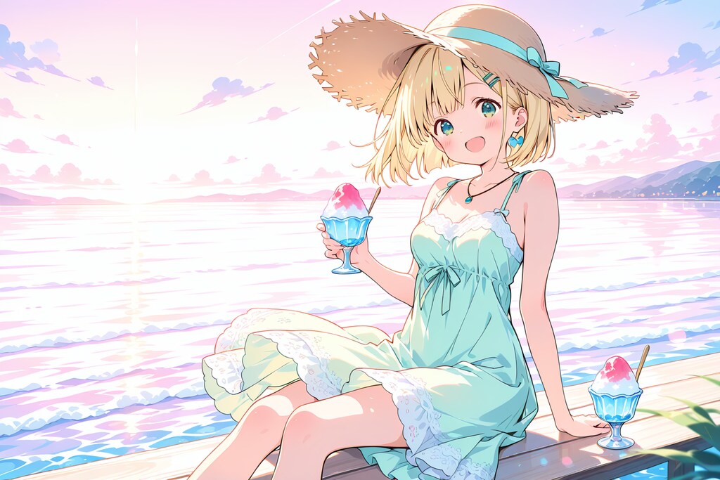 かき氷✖️湖畔✖️サマードレス🟰涼しい♾️大