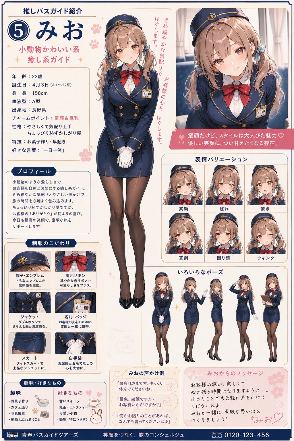 推しバスガイド「⑤みお」設定資料 | の人気AIイラスト・グラビア