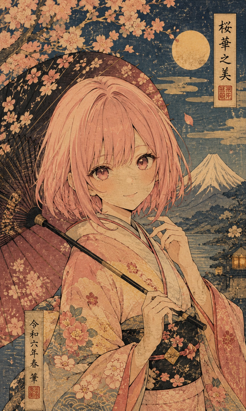 ピンクちゃん浮世絵風