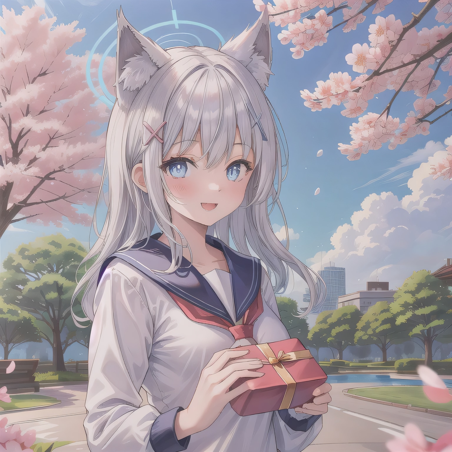 灰髪ロングでセーラー服の少女４ | の人気AIイラスト・グラビア