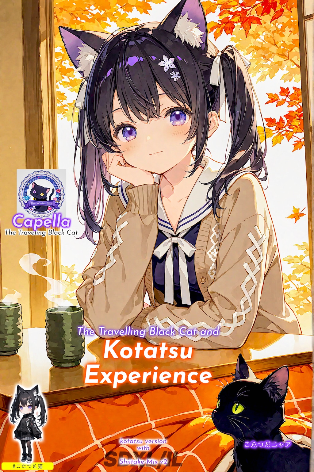 旅する黒猫とこたつ体験 (Seedream画像添付もあるよ)