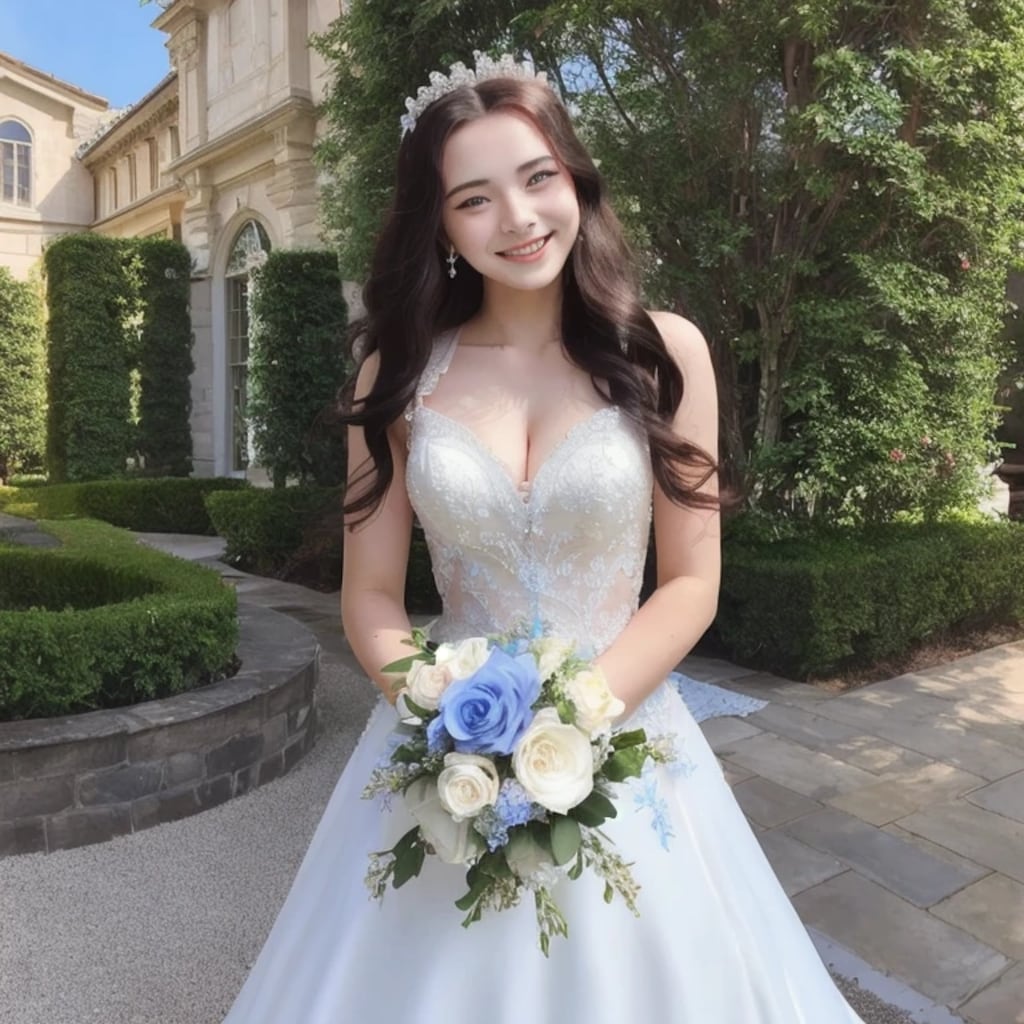 黒髪ロングでウェディングドレスの美女１６７