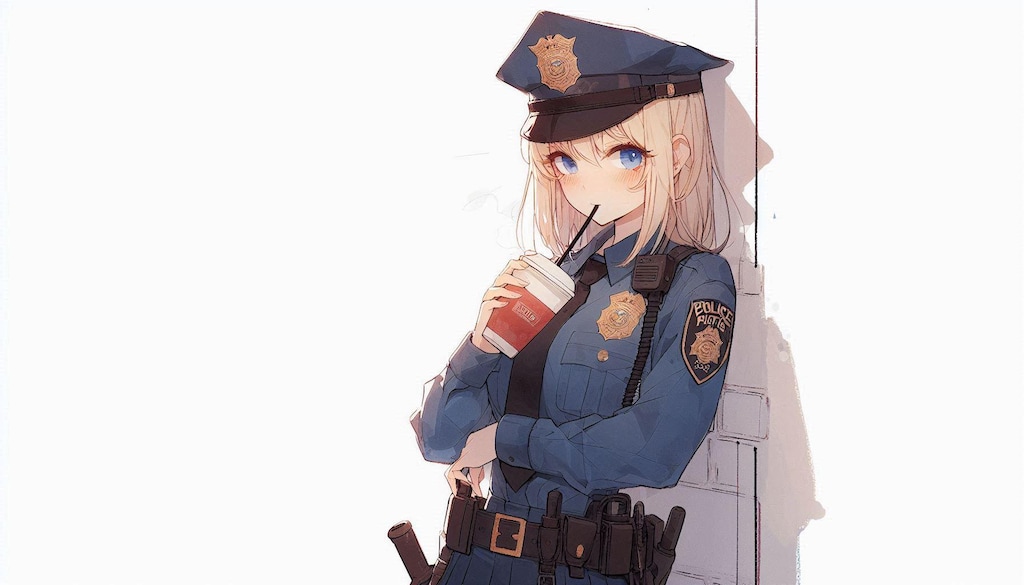 水分補給するポリスちゃん (ポリス③)