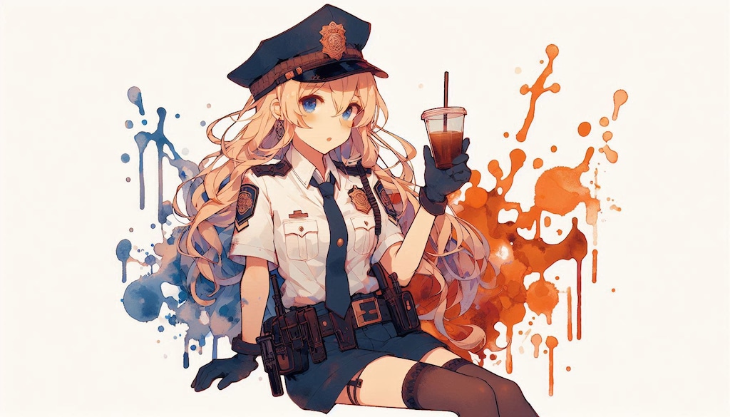 水分補給するポリスちゃん (ポリス③)