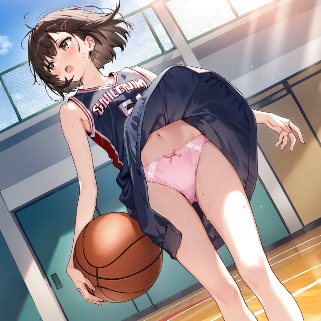 スカートでバスケしたら♡