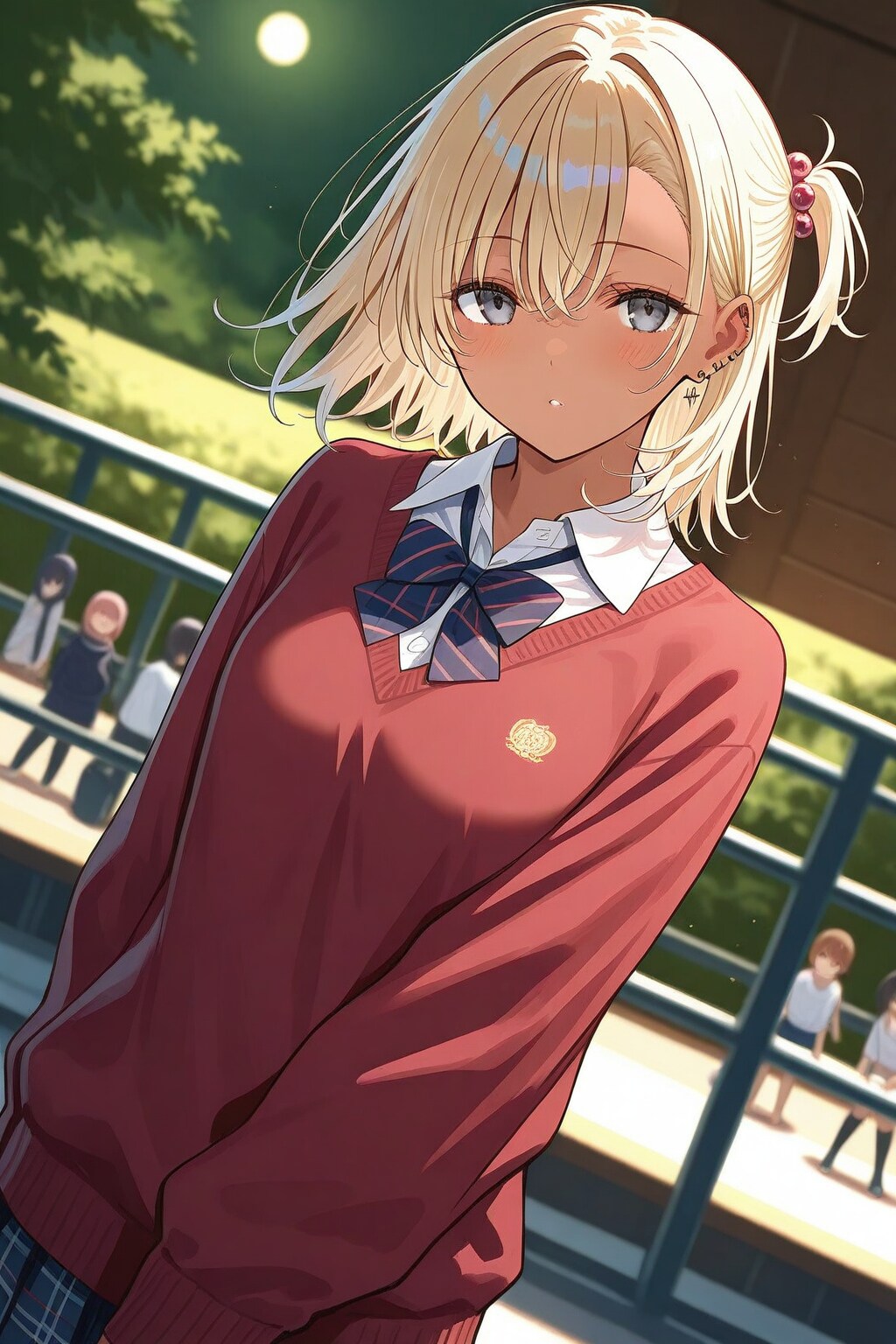 月明かりの下で