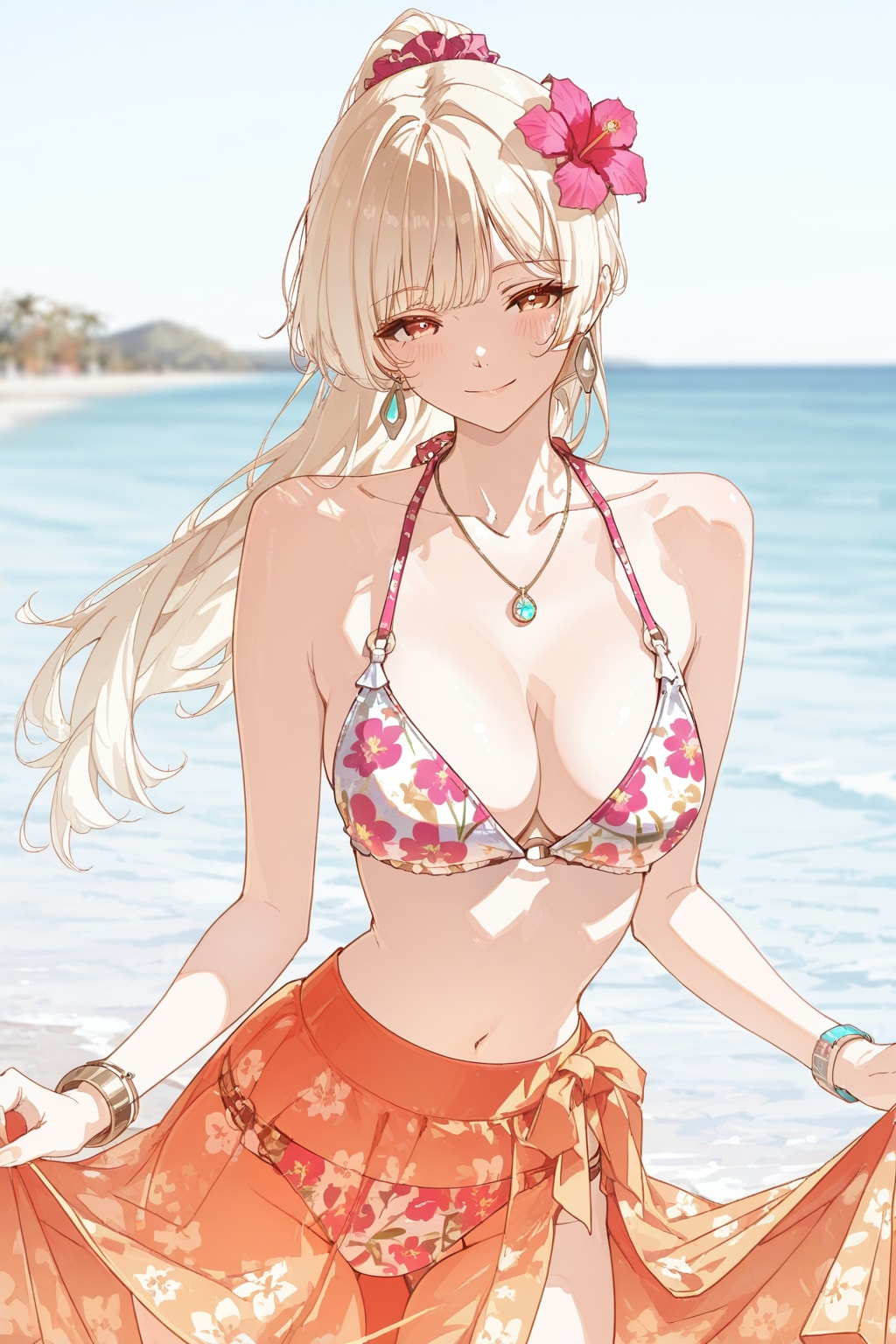花柄ビキニとパレオの南国な夏コーデ👙🌺🏖️❤️