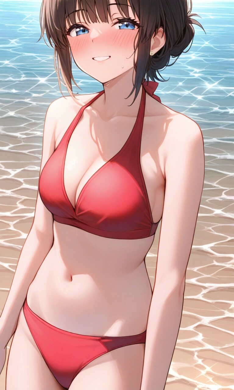 アカリさんの赤ビキニでのスマイル