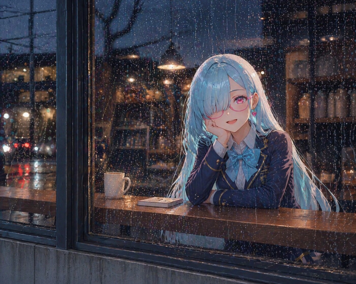 雨のカフェ | の人気AIイラスト・グラビア