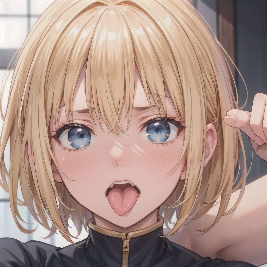 金髪ボブの舌出し少女４