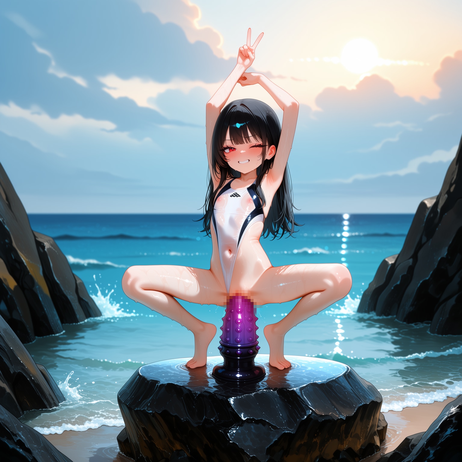 謎シチュ ハイレグディルドスクワット