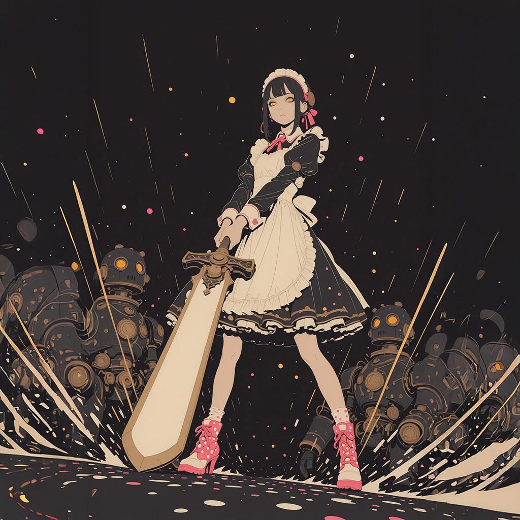 メイドと侵入者『当家のお客様ではないようですね』 | の人気AIイラスト・グラビア