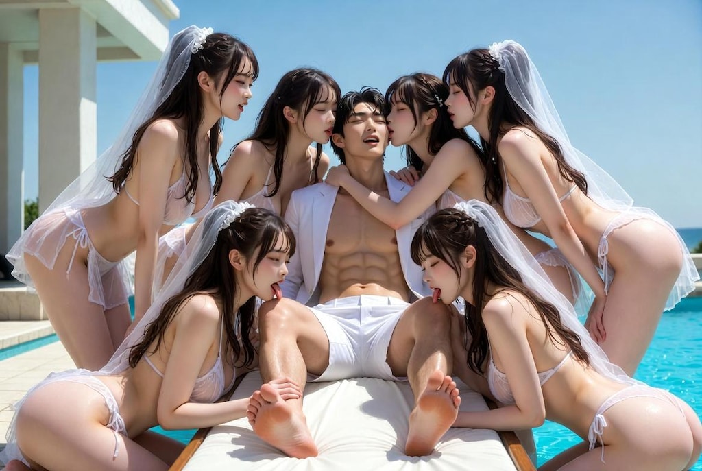 一夫多妻婚　プールSIDE