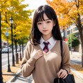 紅葉と制服 9枚目
