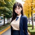 紅葉と制服 5枚目