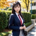 紅葉と制服 4枚目