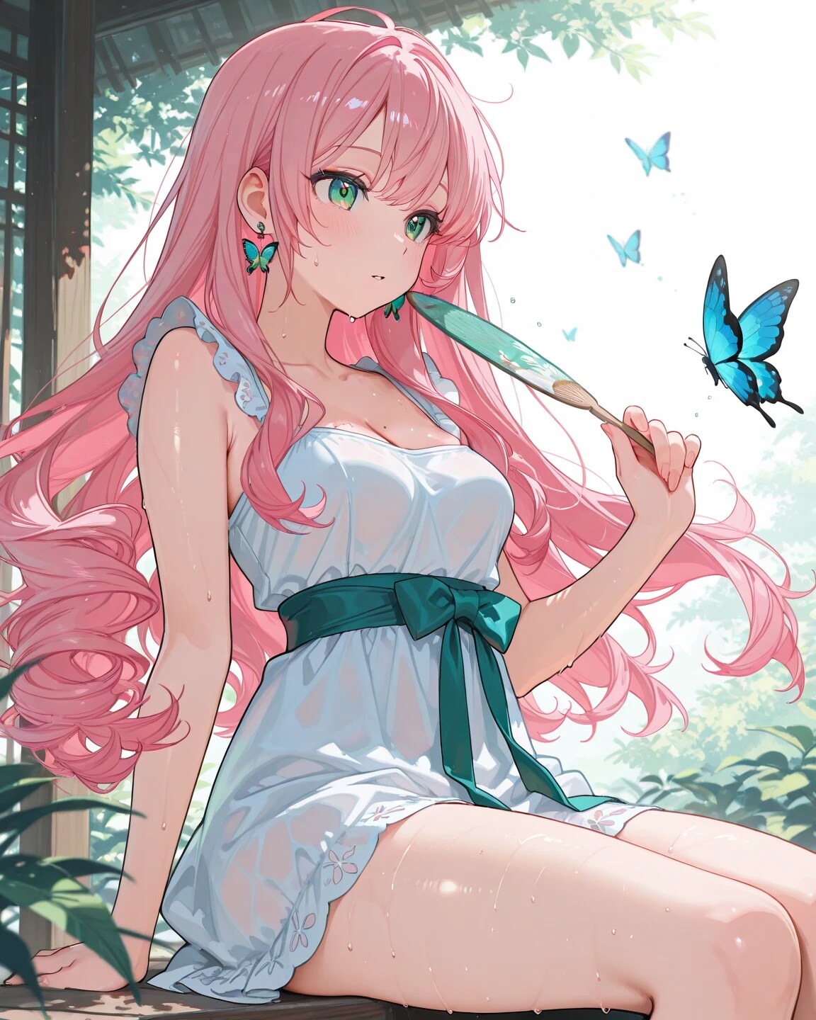 うちわで涼む
