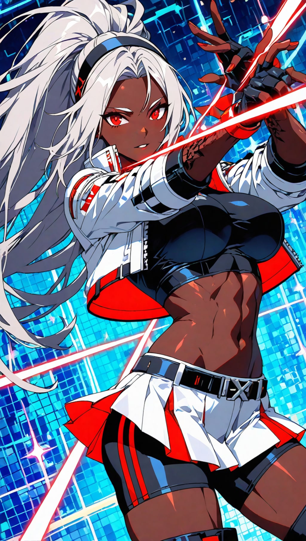 銀髪ポニーテール褐色ギャル2