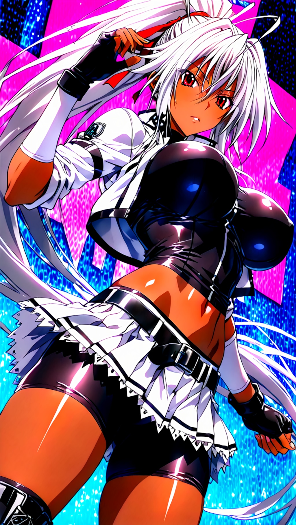 銀髪ポニーテール褐色ギャル2