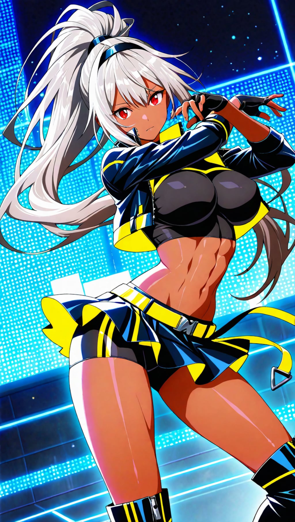 銀髪ポニーテール褐色ギャル2