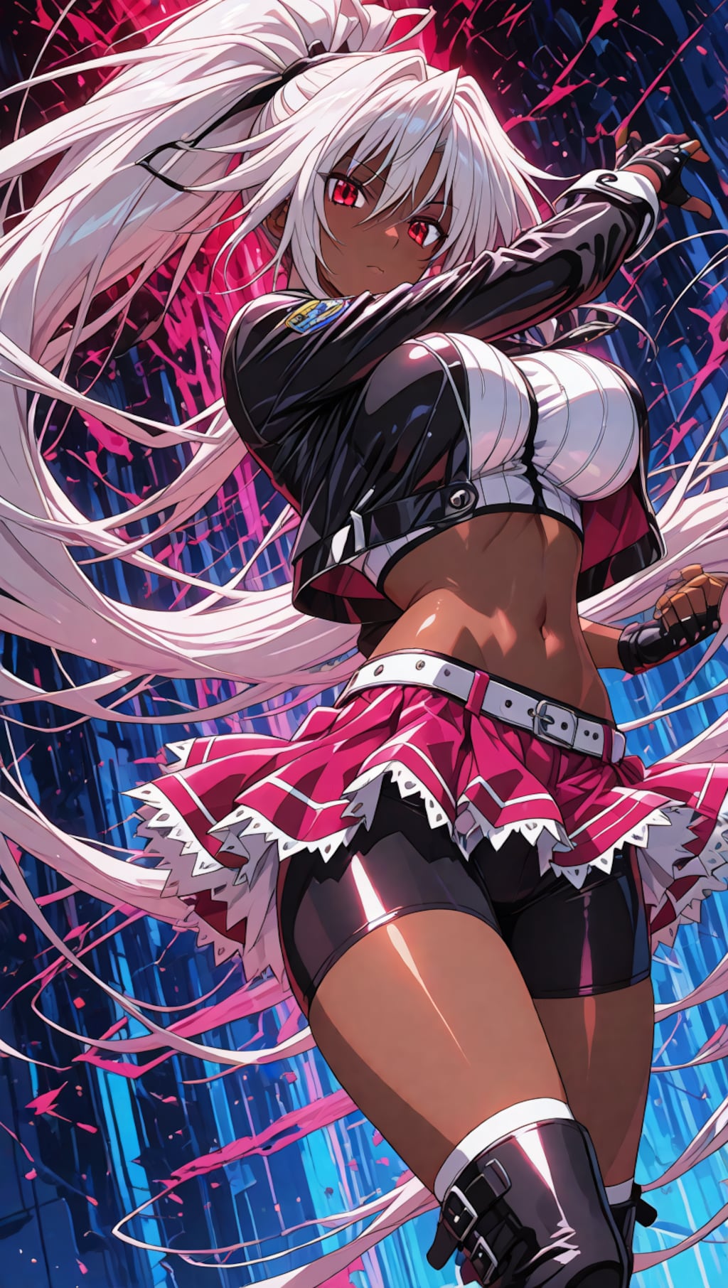 銀髪ポニーテール褐色ギャル2