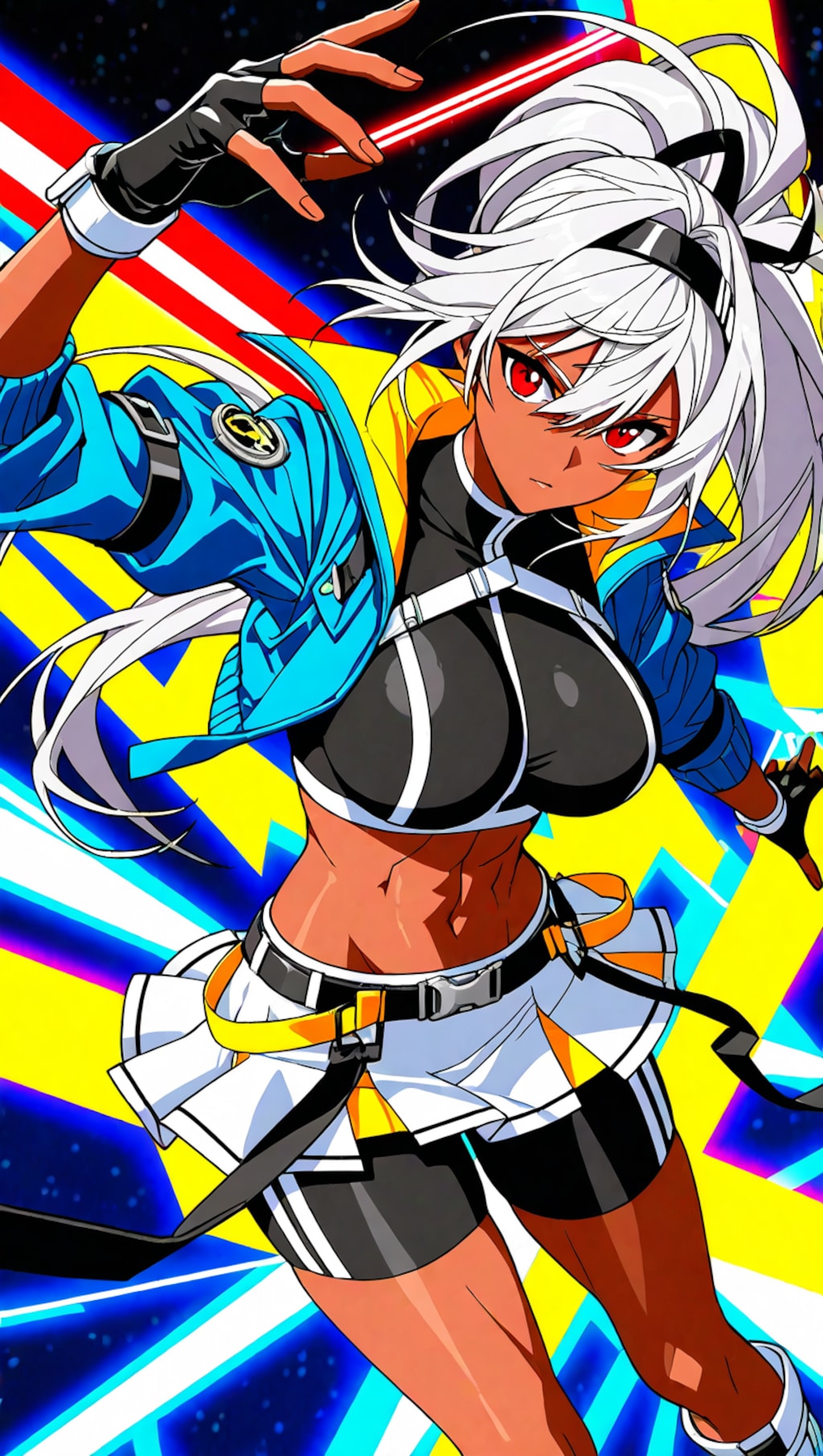 銀髪ポニーテール褐色ギャル2