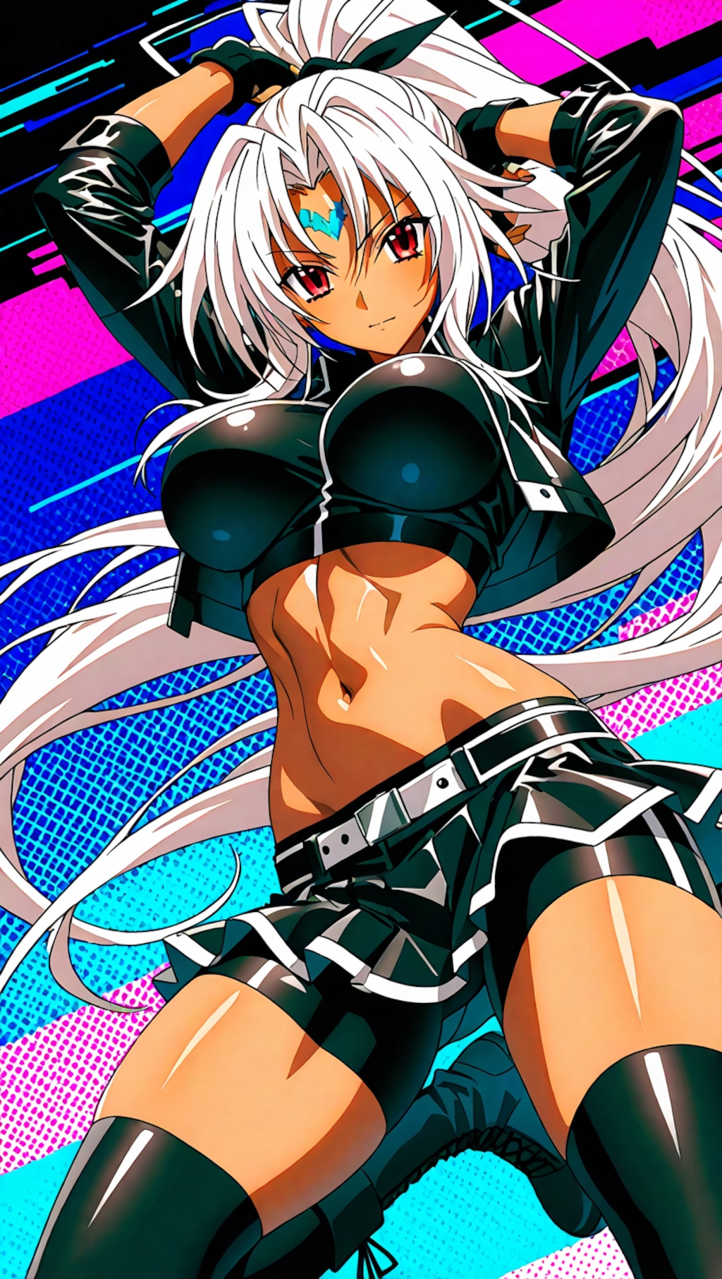 銀髪ポニーテール褐色ギャル2