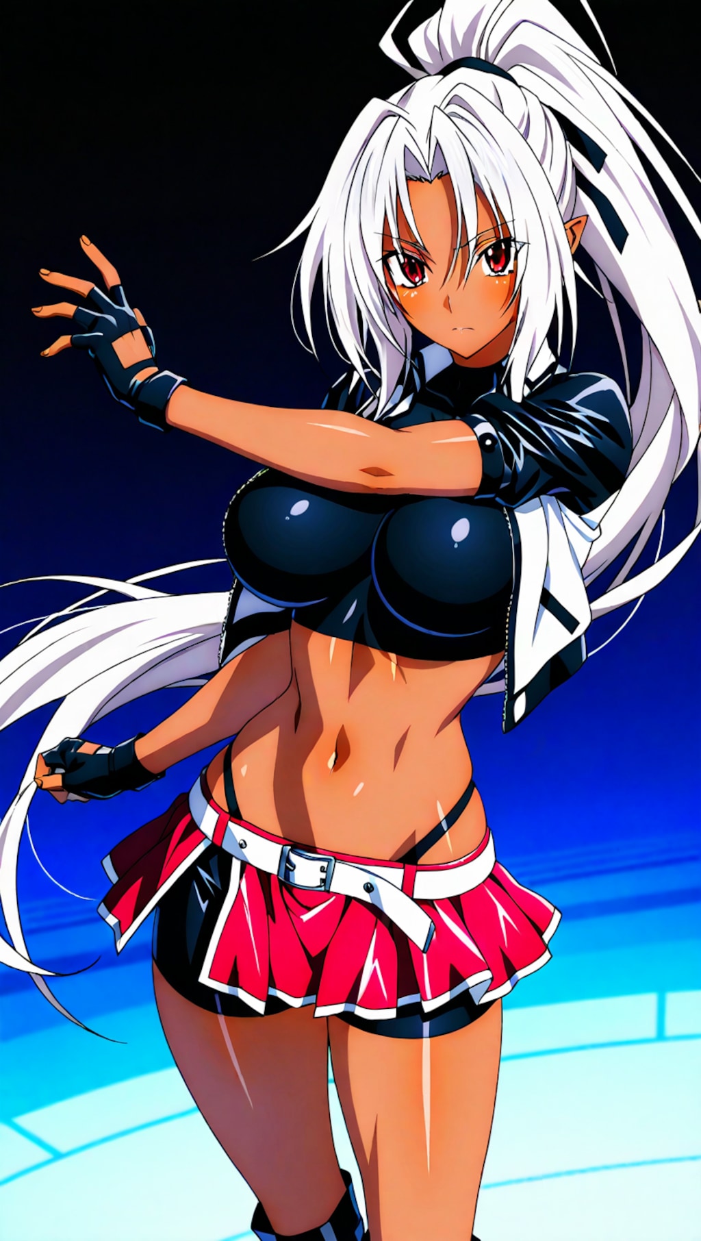 銀髪ポニーテール褐色ギャル2