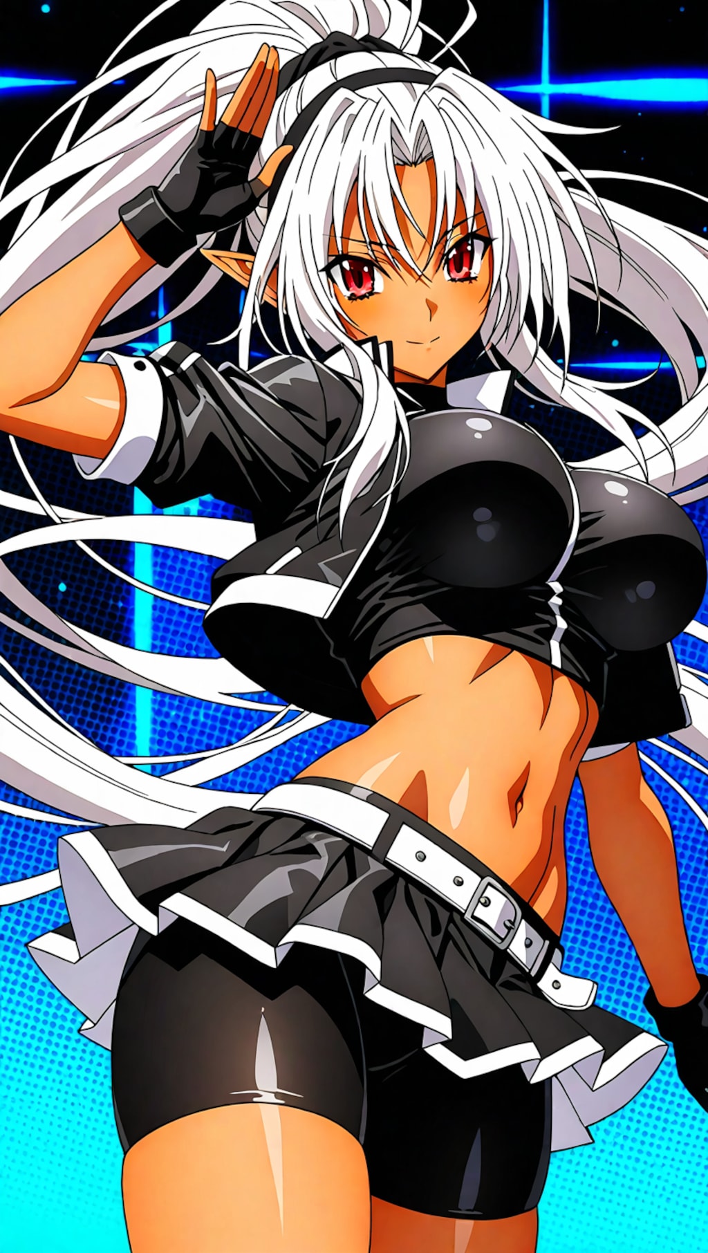 銀髪ポニーテール褐色ギャル2