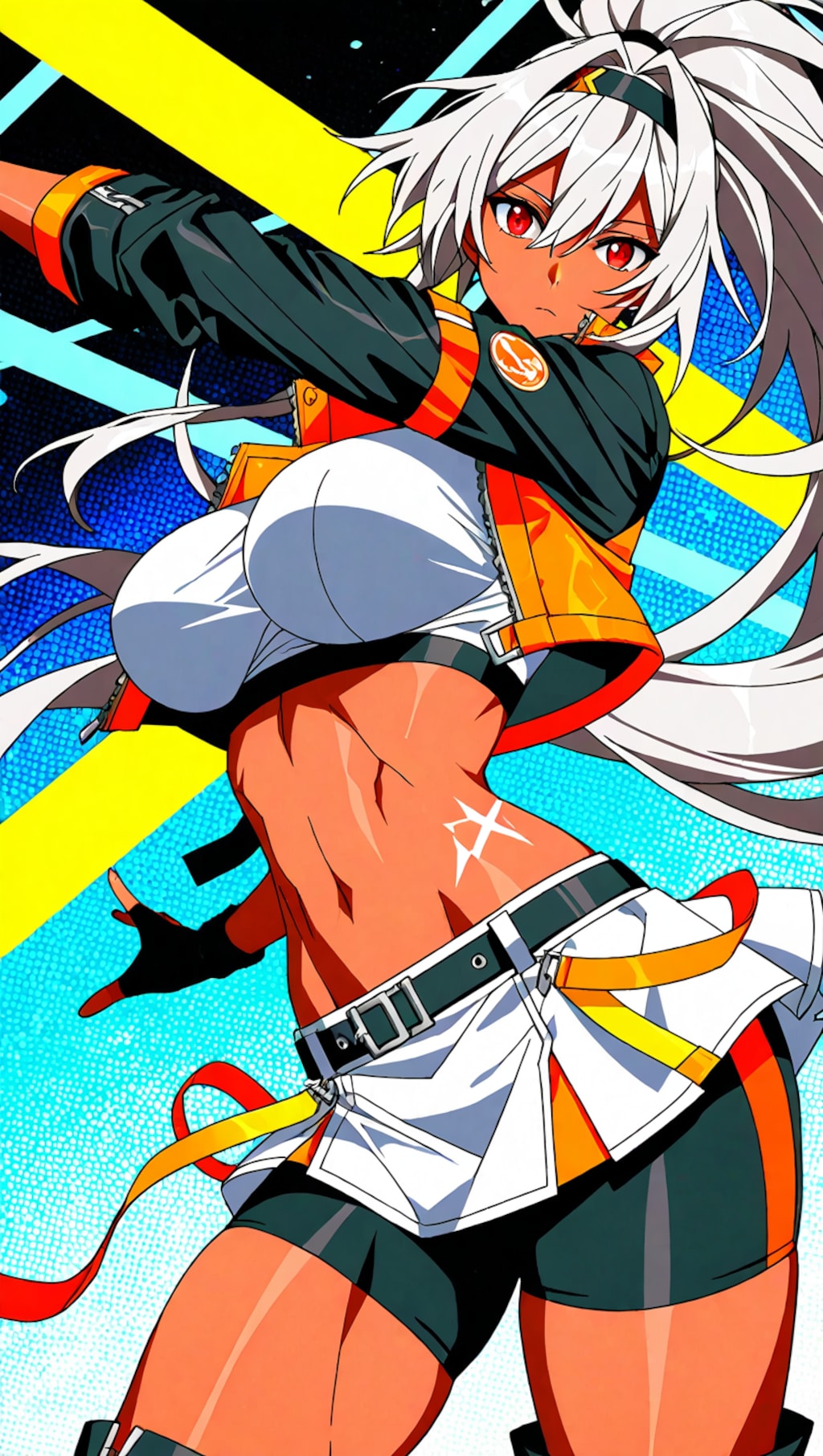 銀髪ポニーテール褐色ギャル2