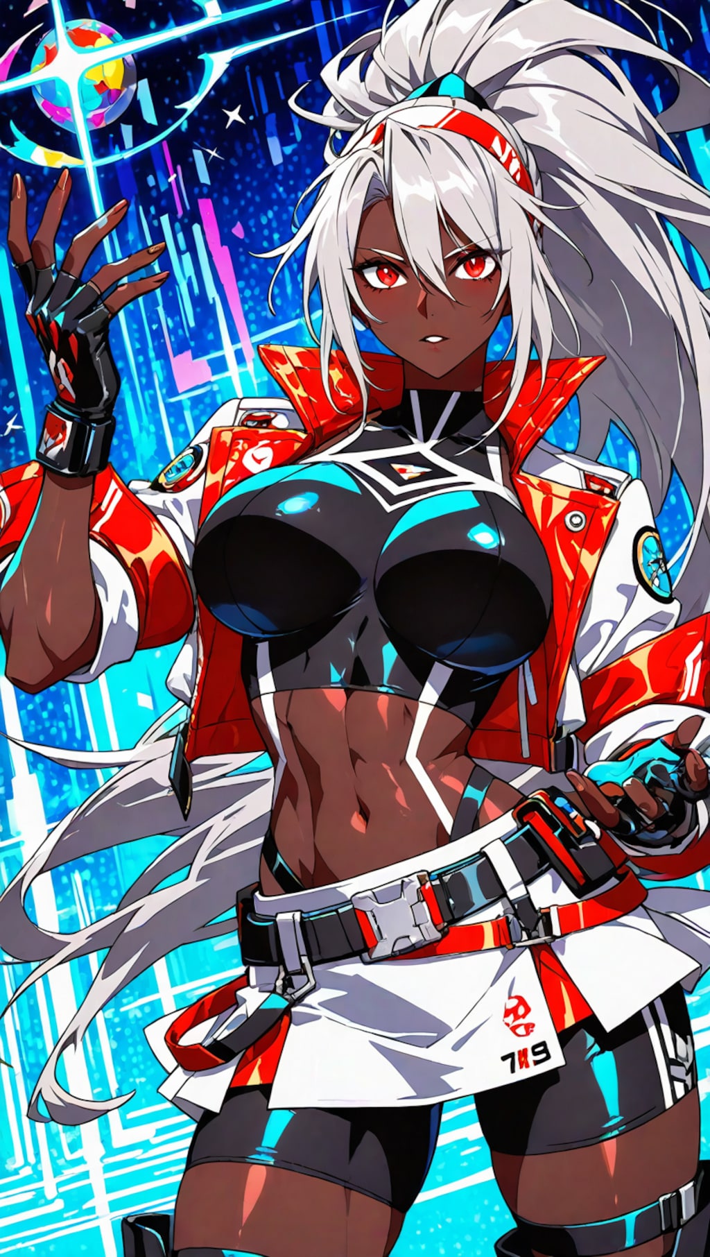 銀髪ポニーテール褐色ギャル2