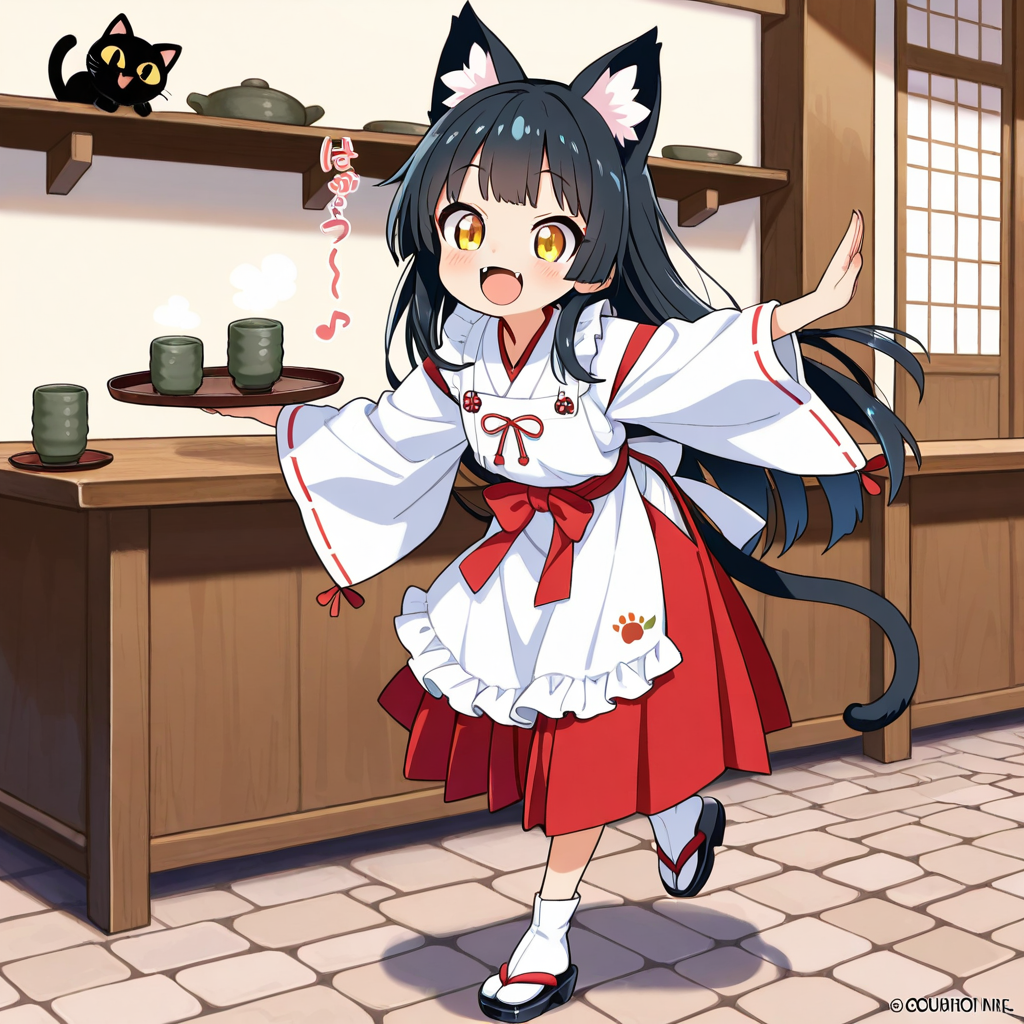 虎鼠神社内の休憩所（喫茶室）で給仕をするさくらちゃん！！