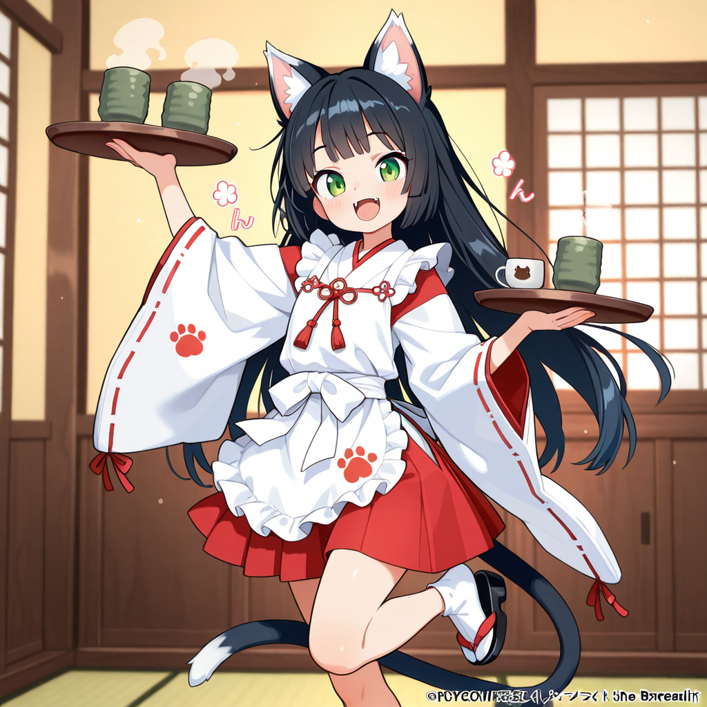虎鼠神社内の休憩所（喫茶室）で給仕をするさくらちゃん！！