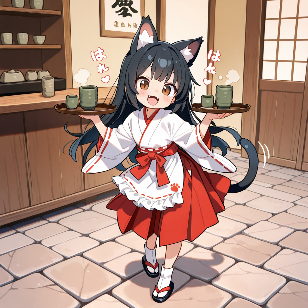 虎鼠神社内の休憩所（喫茶室）で給仕をするさくらちゃん！！ | の人気AIイラスト・グラビア