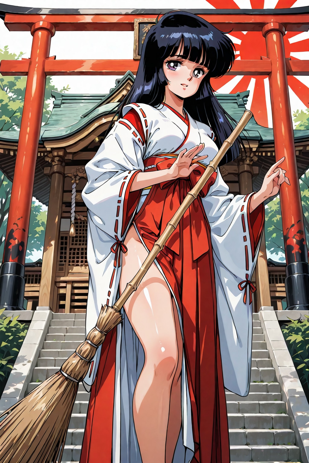 結構前の巫女さんをレトロバージョンで