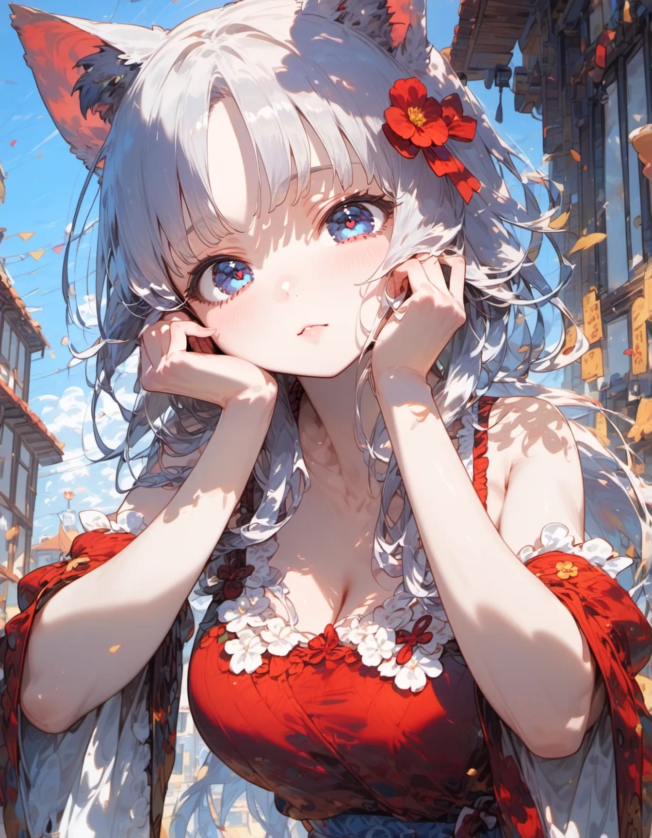 White Fox in the Market Wind