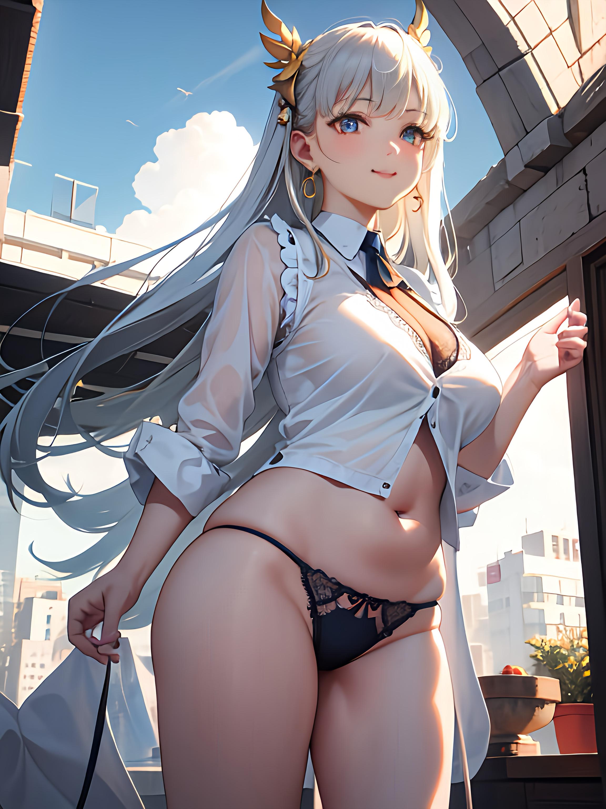 猫ミミ銀髪インナー