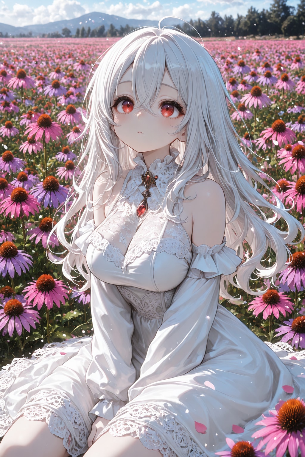 エキナセアの花海にて
