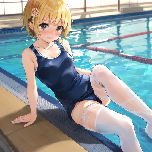 水着でニーソを履いてみた。