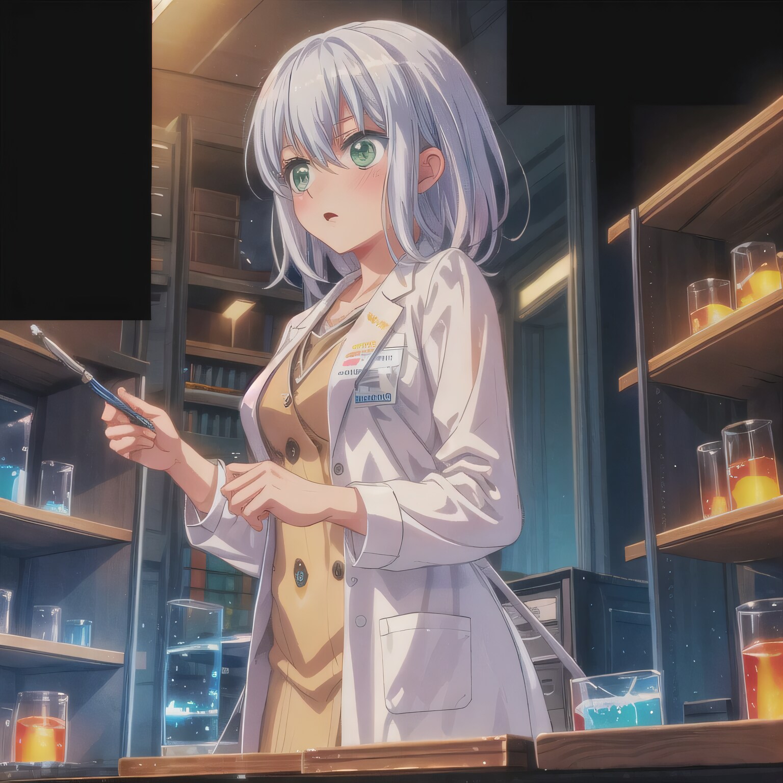 灰髪ボブで白衣の少女 | の人気AIイラスト・グラビア