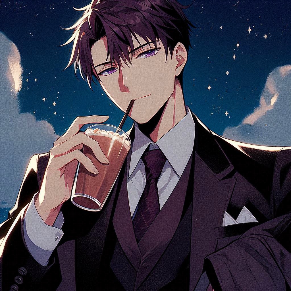 ココアを飲んでいる、黒髪短髪男性＊その2-1(8枚)