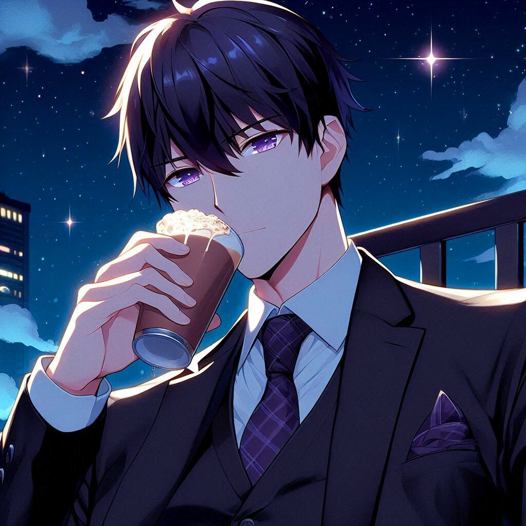 ココアを飲んでいる、黒髪短髪男性＊その2-1(8枚)