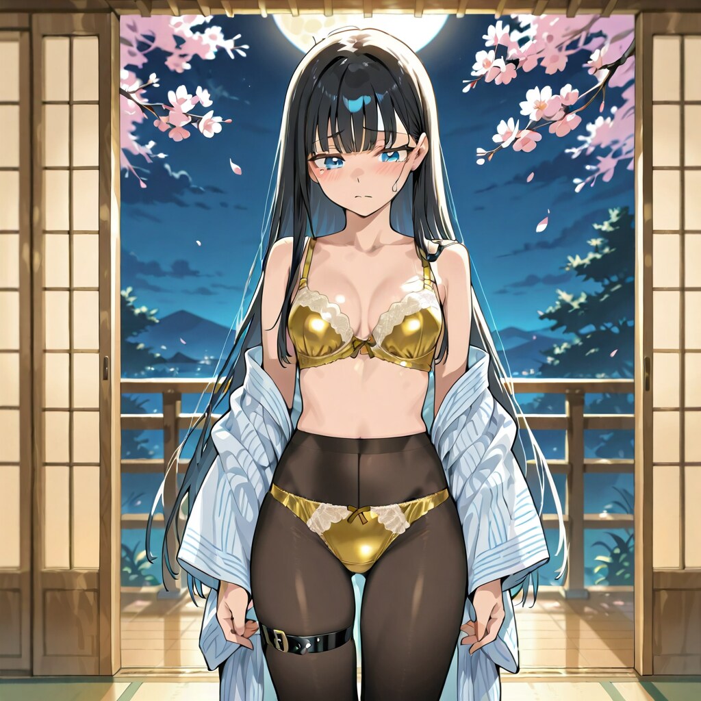 金色下着とパンストの葵さんと夜桜(ちちぷい版)
