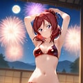 赤ビキニの真姫まーと花火 2枚目