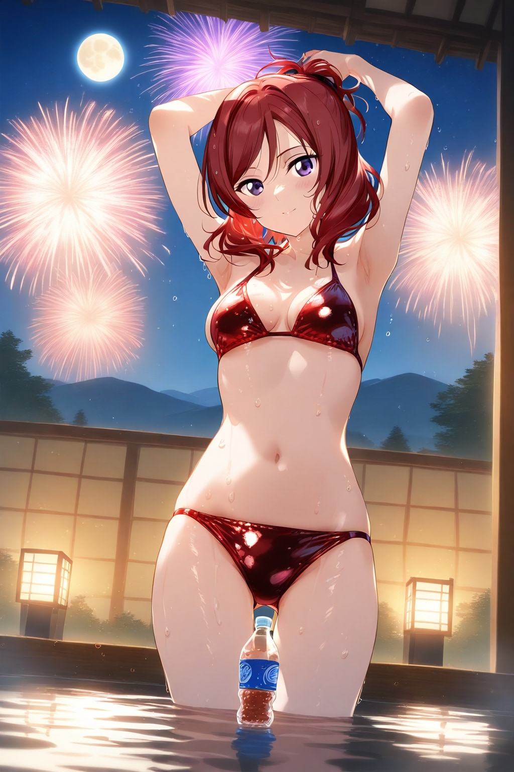 赤ビキニの真姫まーと花火