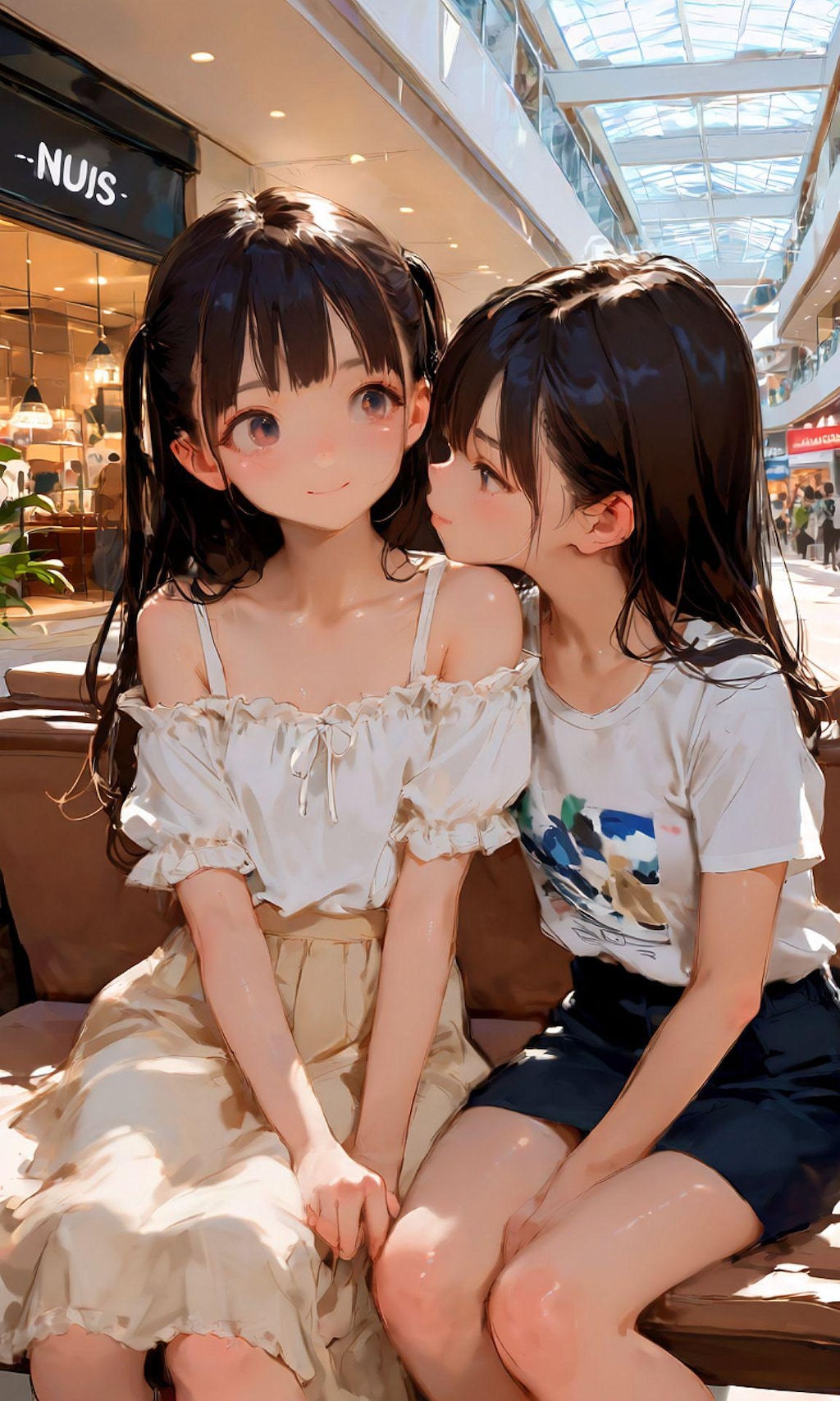 百合中学生、肩にキス