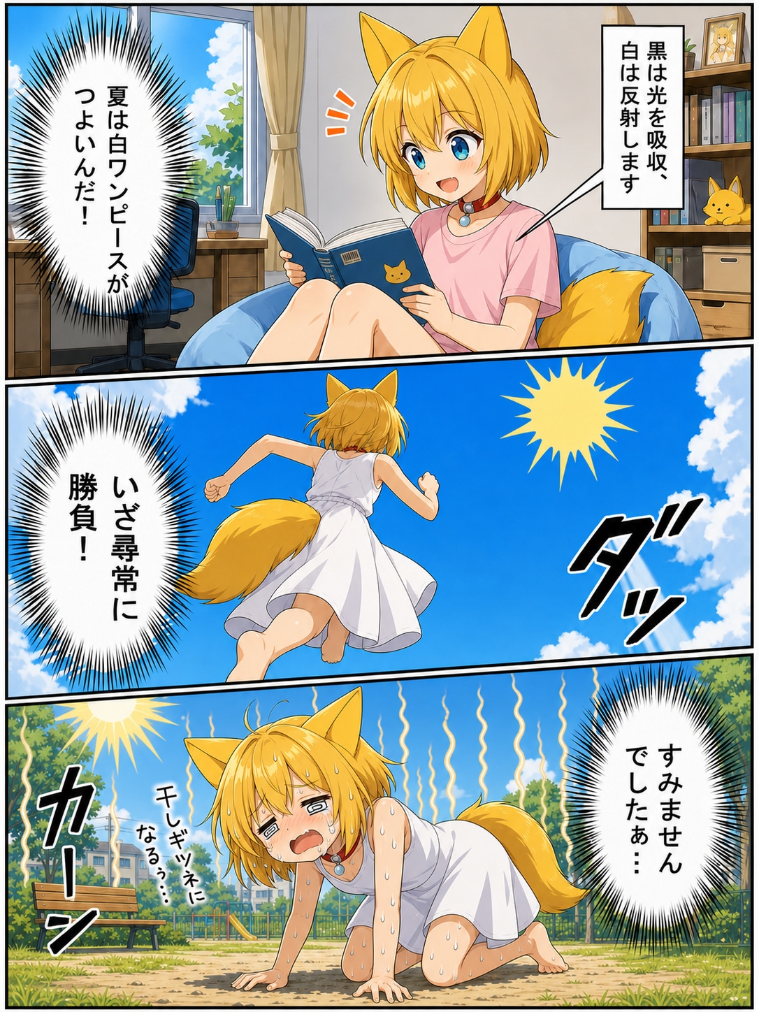 無謀にも夏の太陽に挑んだキツネ