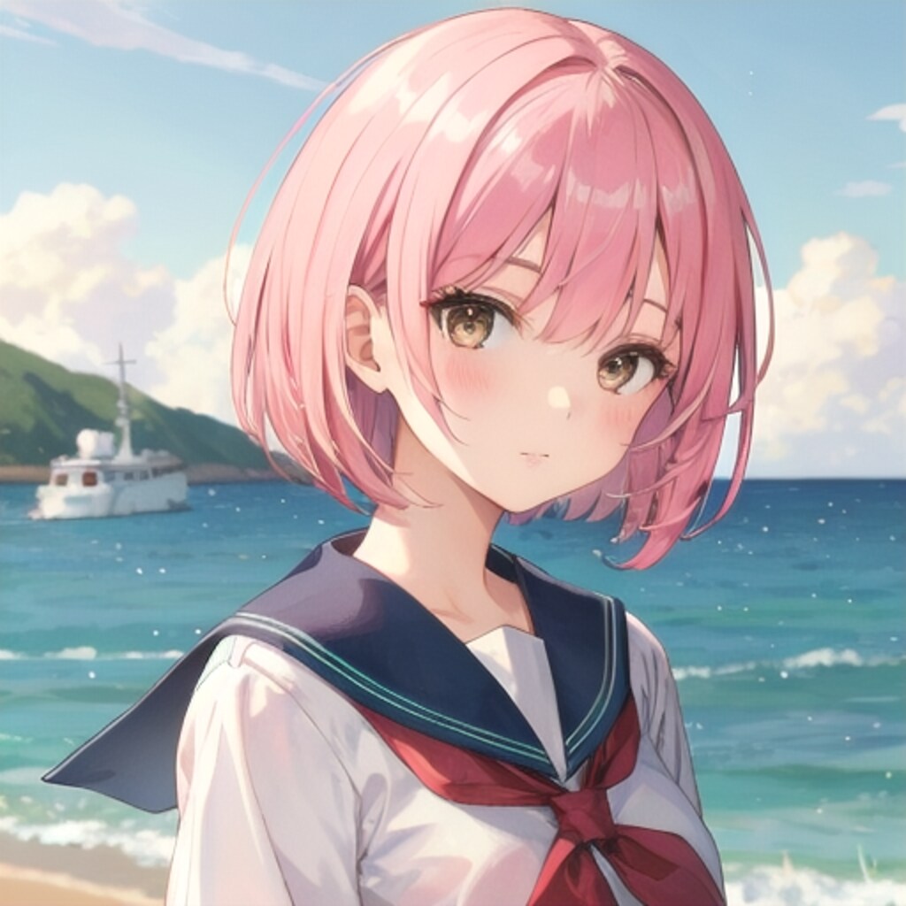 海辺の女子高生